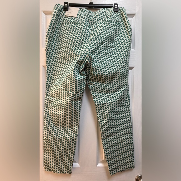 A New Day Side Zip Skinny Ankle Pants Kelly Green Geometric Pattern Size 12R - Picture 2 of 11